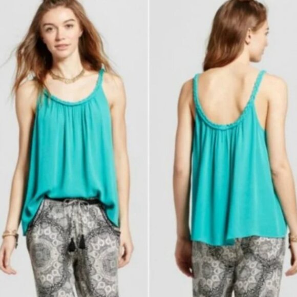 Mossimo NWT XS Woven Braided Cami Tank Top, Green - Picture 3 of 5